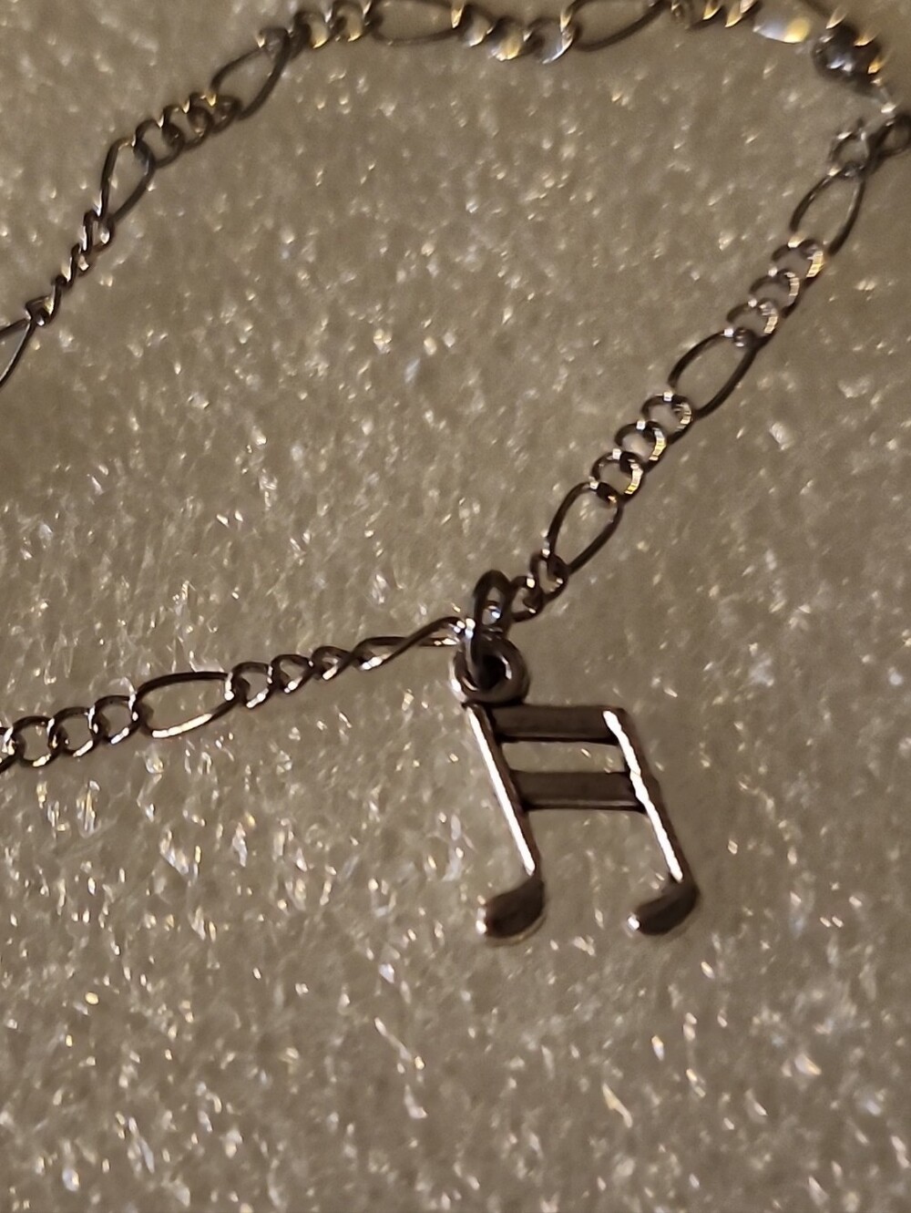 Hand Crafted silver-tone music note charm bracelet / Anklet